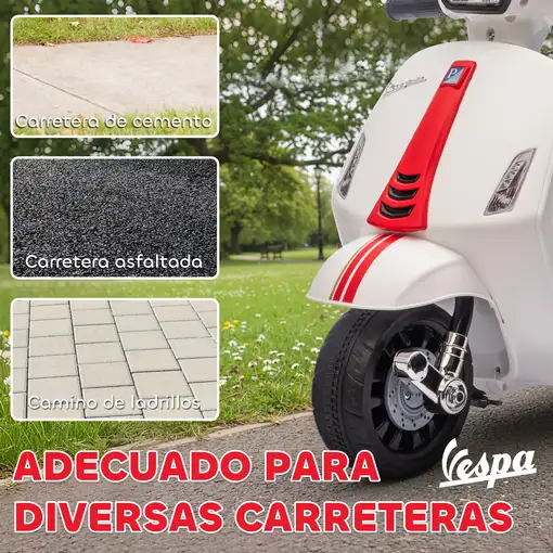Moto Eléctrica para Niños 6V Ruedas de 6,9'' Velocidad 2,5km/h Blanco AIYAPLAY