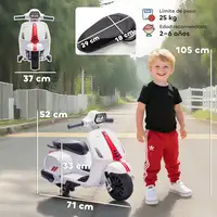 Moto Eléctrica para Niños 6V Ruedas de 6,9'' Velocidad 2,5km/h Blanco AIYAPLAY Moto Eléctrica para Niños 6V Ruedas de 6,9'' Velocidad 2,5km/h Blanco AIYAPLAY