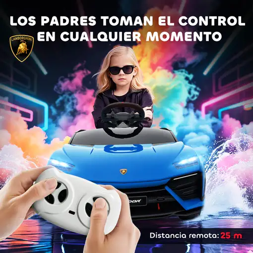 Coche Eléctrico para Niños de +3 Años Lamborghini Batería 12V Azul AIYAPLAY