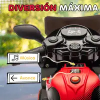 Moto Eléctrica para Niños 6V con Ruedas de Apoyo Música Rojo AIYAPLAY Moto Eléctrica para Niños 6V con Ruedas de Apoyo Música Rojo AIYAPLAY