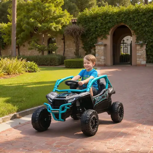 Coche Eléctrico para Niños 12V Kawasaki Teryx KRX 1000 Azul AIYAPLAY
