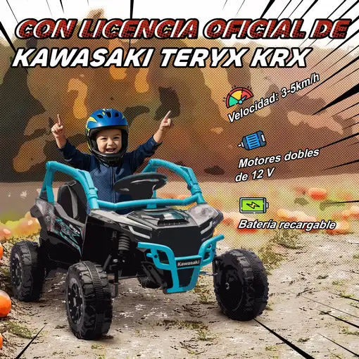 Coche Eléctrico para Niños 12V Kawasaki Teryx KRX 1000 Azul AIYAPLAY