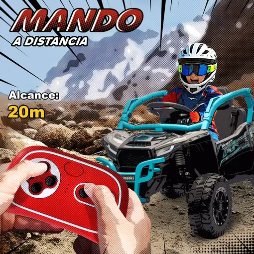 Coche Eléctrico para Niños 12V Kawasaki Teryx KRX 1000 Azul AIYAPLAY