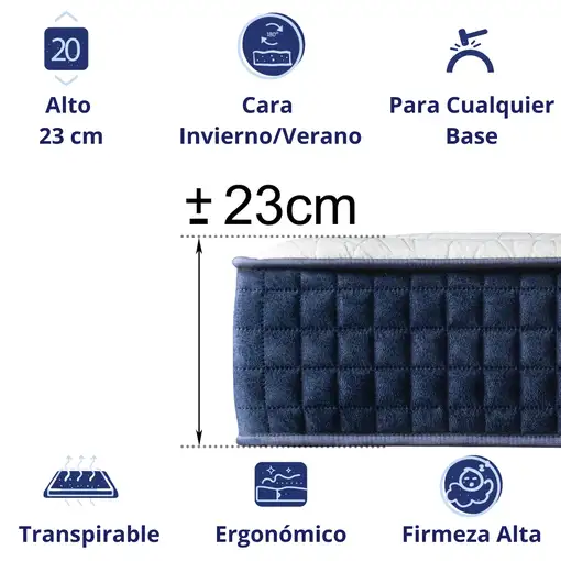 Colchón 135x190 ALTA GAMA Visco | Alto 23cm | Firmeza Alta