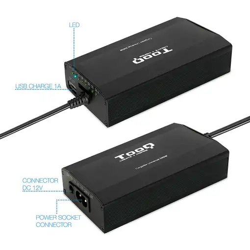 TooQ CARGADOR UNIVERSAL PORTATIL TQLC-100BS01M 100W 3 EN 1 USB
