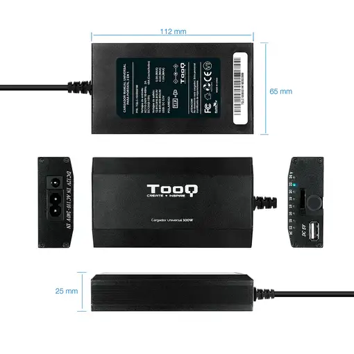 TooQ CARGADOR UNIVERSAL PORTATIL TQLC-100BS01M 100W 3 EN 1 USB