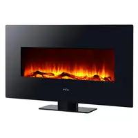 Chimenea eléctrica panorámica de cristal templado negro Chimenea eléctrica panorámica de cristal templado negro