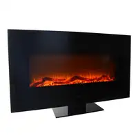 Chimenea eléctrica panorámica de cristal templado negro Chimenea eléctrica panorámica de cristal templado negro