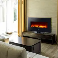 Chimenea eléctrica panorámica de cristal templado negro Chimenea eléctrica panorámica de cristal templado negro