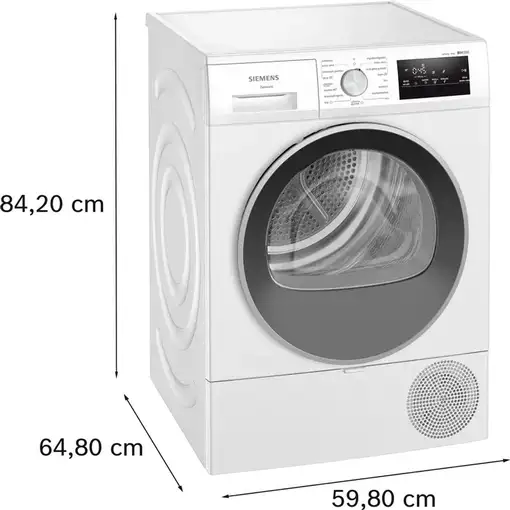 Secadora blanca con bomba de calor, 8 kg, iQ300 WT45HV00ES SIEMENS