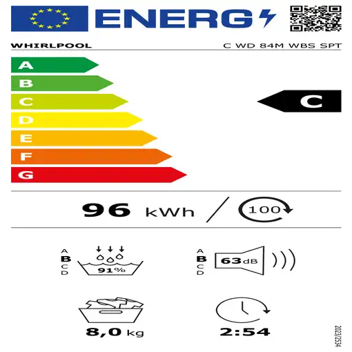 Secadora blanca con bomba de calor, 8 kg, C WD 84M WBS SPT WHIRLPOOL