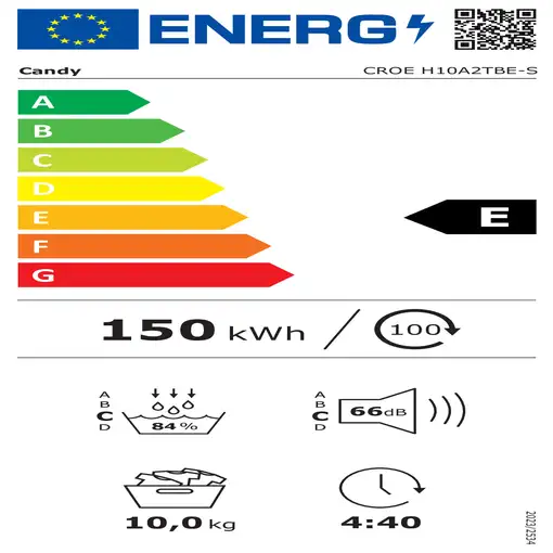 Candy Smart Pro CROE H10A2TBE-S secadora Independiente Carga frontal 10 kg Blanco
