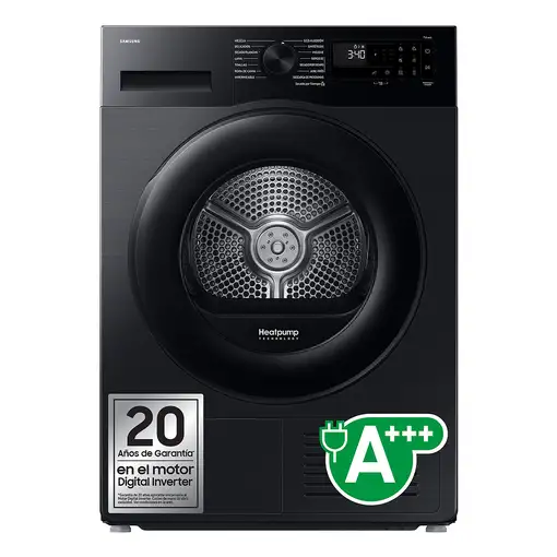 Samsung Secadora 9Kg con Bomba de Calor Clase A+++ Negra DV90DG52A0ABEC
