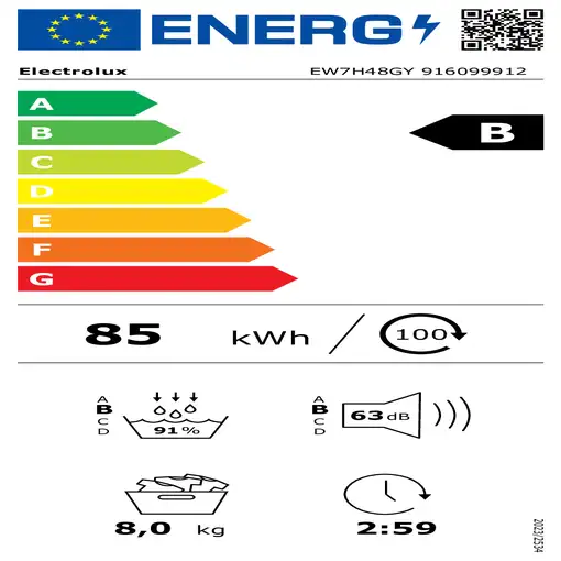 Electrolux EW7H48GY secadora Independiente Carga frontal 8 kg Negro, Blanco