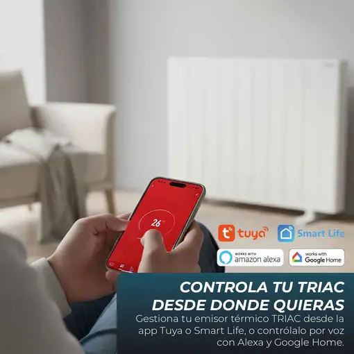 Yoevu - Emisor térmico 2000W con tecnología TRIAC, WiFi y Alexa, pantalla digital