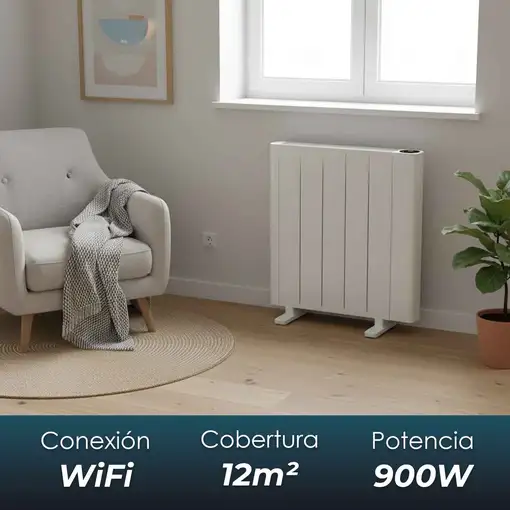 Yoevu -  Emisor térmico 900W con tecnología TRIAC, WiFi y Alexa, pantalla digita