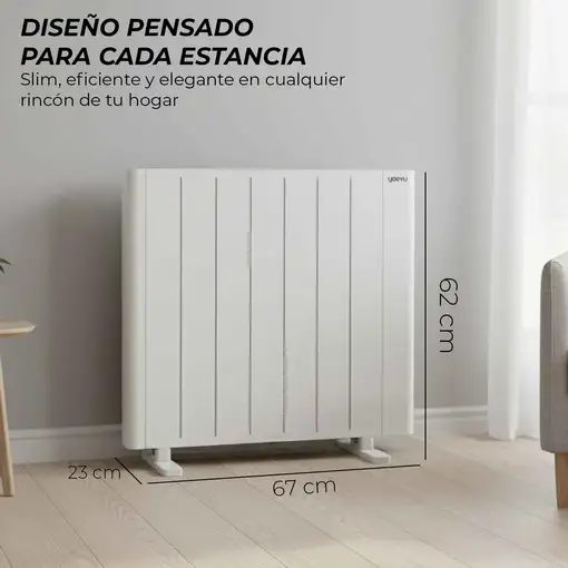 Yoevu - Emisor térmico 1500W con tecnología TRIAC, WiFi y Alexa, pantalla digita