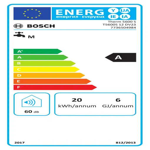 Bosch Therm 5600 S Vertical Sin depósito (instantánea) Sistema de calentador único