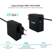 TooQ TQLC-USBC65PD adaptador e inversor de corriente Interior 65 W Negro
