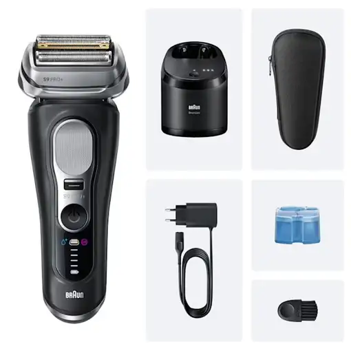 Braun Series 9 Pro+ 9660CC Máquina de afeitar de láminas Recortadora Negro, Plata