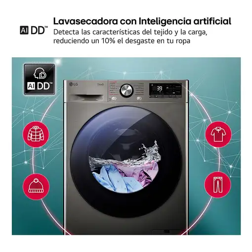 Lavadora-secadoras 6 / 9 kg 1360 rpm Acero inoxidable F4DR7009AGS LG