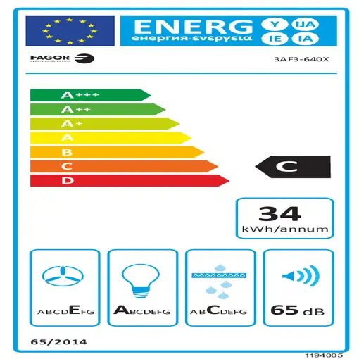 Fagor 3AF3-640X campana Encastrada Acero inoxidable 242 m³/h