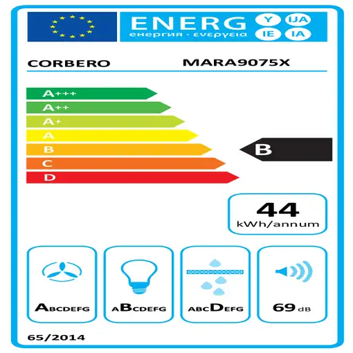 Corbero MARA9075X campana De pared Acero inoxidable 700 m³/h