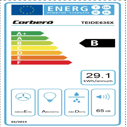 Corbero VENTOR7260X campana Encastrada Acero inoxidable 620,6 m³/h