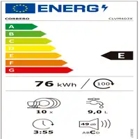 Lavavajillas 448 mm 10 place settings CLVM403X CORBERO Lavavajillas 448 mm 10 place settings CLVM403X CORBERO