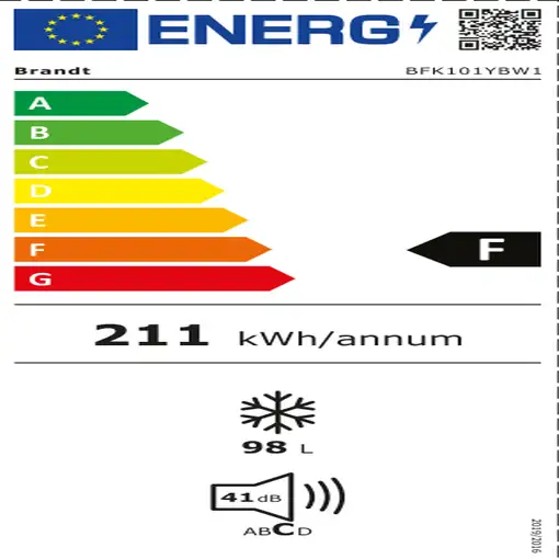 Brandt BFK101YBW congelador Arcón congelador Independiente 98 L F Blanco