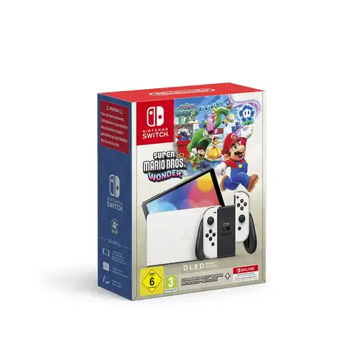 Consola NINTENDO Switch+Super Mario Bros. Wonder+Online Individual 12-Month Blanco