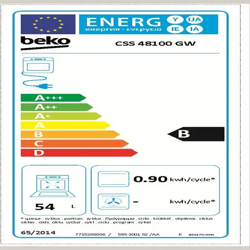 Cocina independiente cerámico 3 zone(s) horno Blanco CSS48100GW BEKO