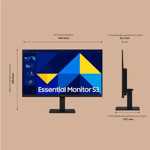 Samsung Monitor PC Profesional 24” Essential S3 S30GD FHD 100Hz