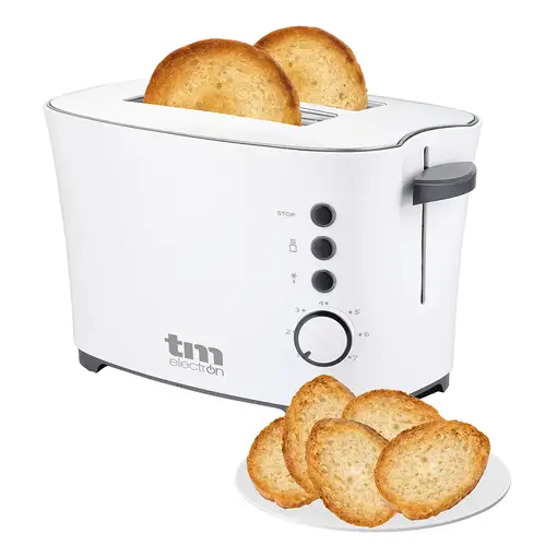 TM Electron TMPTS002 7 2 rebanada(s) 850 W Acero inoxidable, Blanco