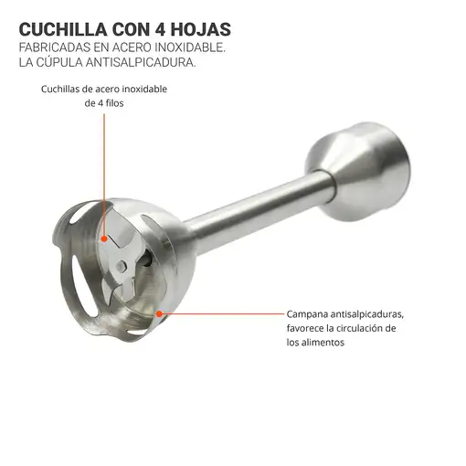 TM Electron TMPBA017 licuadora Batidora de inmersión 1200 W Negro, Acero satinado