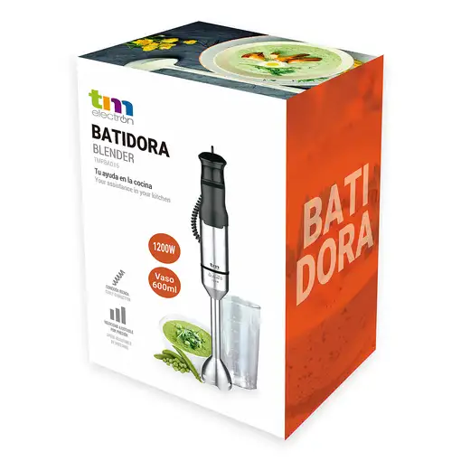 TM Electron TMPBA016 licuadora Batidora de inmersión 1200 W Negro, Acero satinado