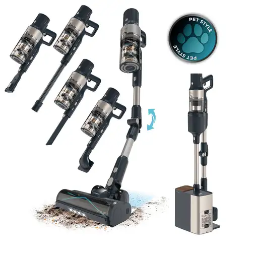 Aspirador escoba 700 W, Conga Rockstar 5500 Hurricane Station Pet Flex CECOTEC