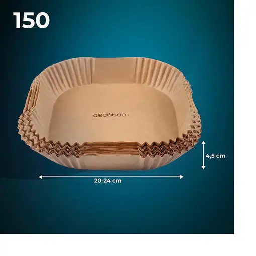Papel para freidora de aire, 20-24 cm, Cecofry Paper CECOTEC, pack 150 uds