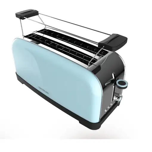 Tostador azul, 2 ranuras anchas, 1500W, Toastin' Time 1500 Blue CECOTEC