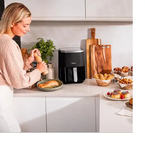 Freidora de aire negra, 4L, 1400W, Cecofry Fantastik Window 4000 CECOTEC