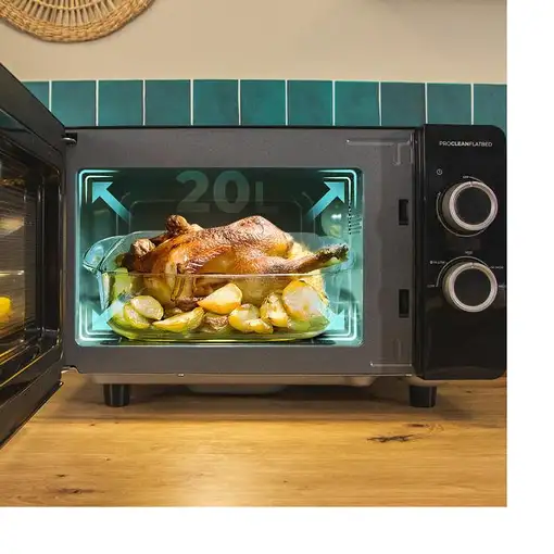 Microondas con grill sin plato, negro 20 L 700 W, Proclean 3030 Flatbed CECOTEC