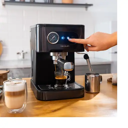 Cafetera express negra con vaporizador, Power Espresso 20 Pro Latte CECOTEC