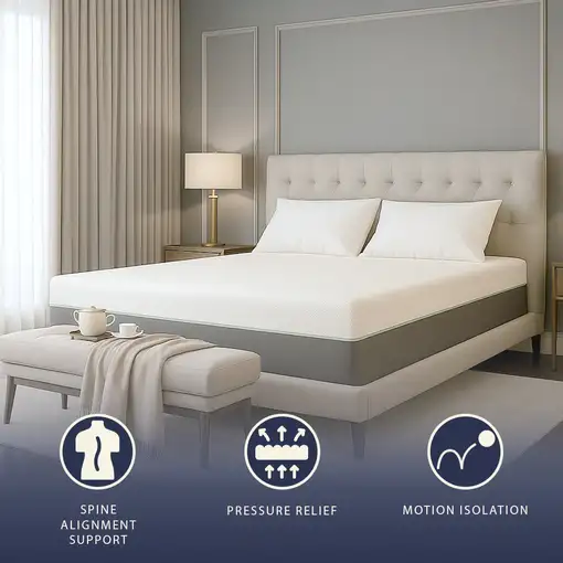 The White Stone Colchón 80x190 en Memory Foam y Muelles Ensacados | Altura 25 cm