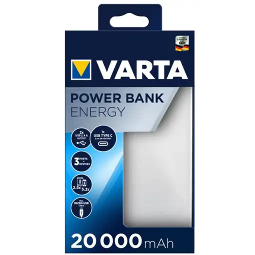 Varta Energy 20000 Polímero de litio 20000 mAh Negro, Blanco