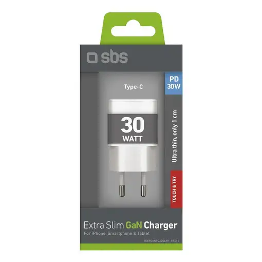 SBS TETRGAN1C30SLIM cargador de dispositivo móvil Universal Blanco Corriente alter