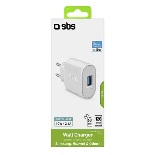 SBS TETR1USB2AWFAST cargador de dispositivo móvil Universal Blanco Corriente alter