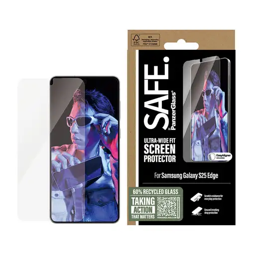 PanzerGlass SAFE. by ® Screen Protector Samsung S25 Edge | Ultra-Wide Fit