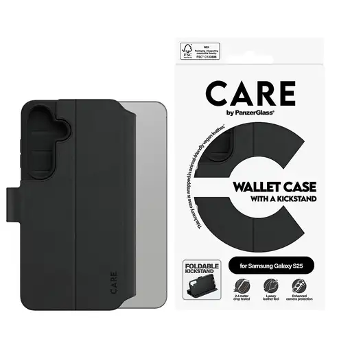 PanzerGlass CARE™ by ® Wallet Case w. Kickstand Samsung Galaxy S25 funda para telé