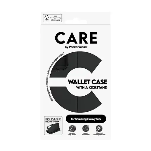 PanzerGlass CARE™ by ® Wallet Case w. Kickstand Samsung Galaxy S25 funda para telé