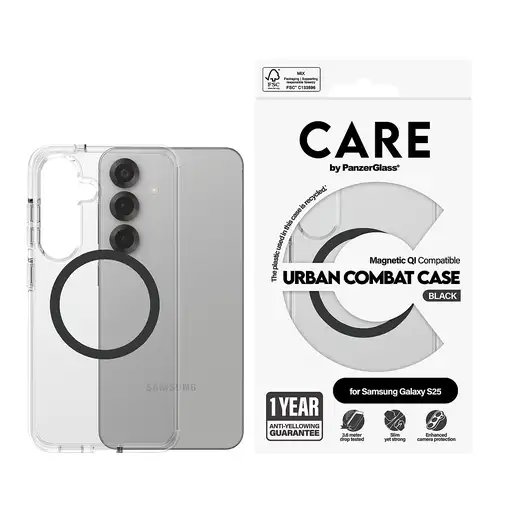 PanzerGlass CARE™ by ® Urban Combat Case Transparent w. Black Qi Compatible Samsun